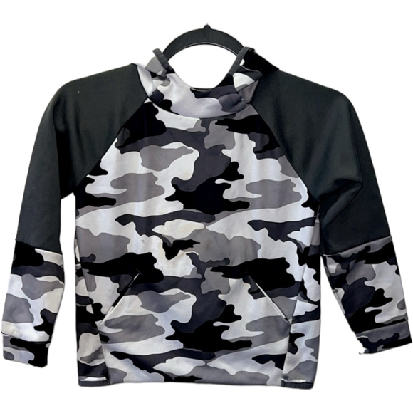 Boys Tek Gear Gray/Black Camo Pullover Hoodie Sweatshirt S (6/7) - Picture 1 of 3